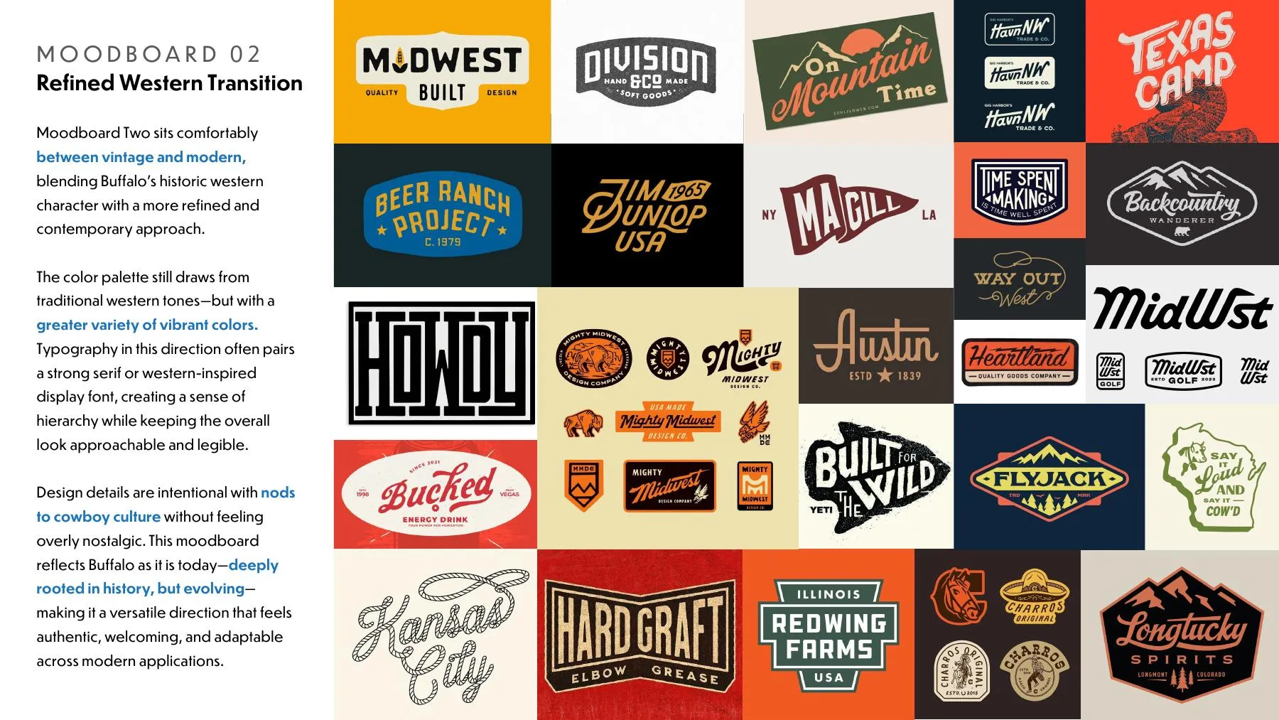 Visit Buffalo moodboard — Refined Western Transition direction